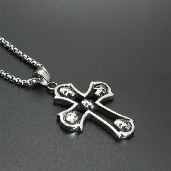❤️Jesus Cross Trend Skull pendant Necklace for women/men, N90201P219 - Picture 7 of 8